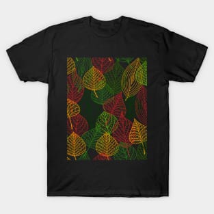 Colored Fall Leaves Pattern T-Shirt